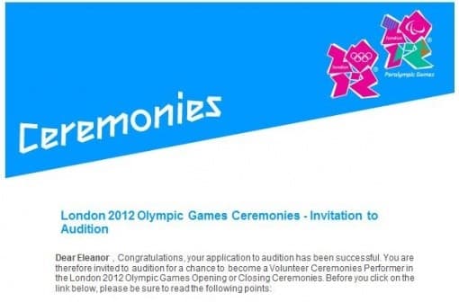 An email inviting me to audition