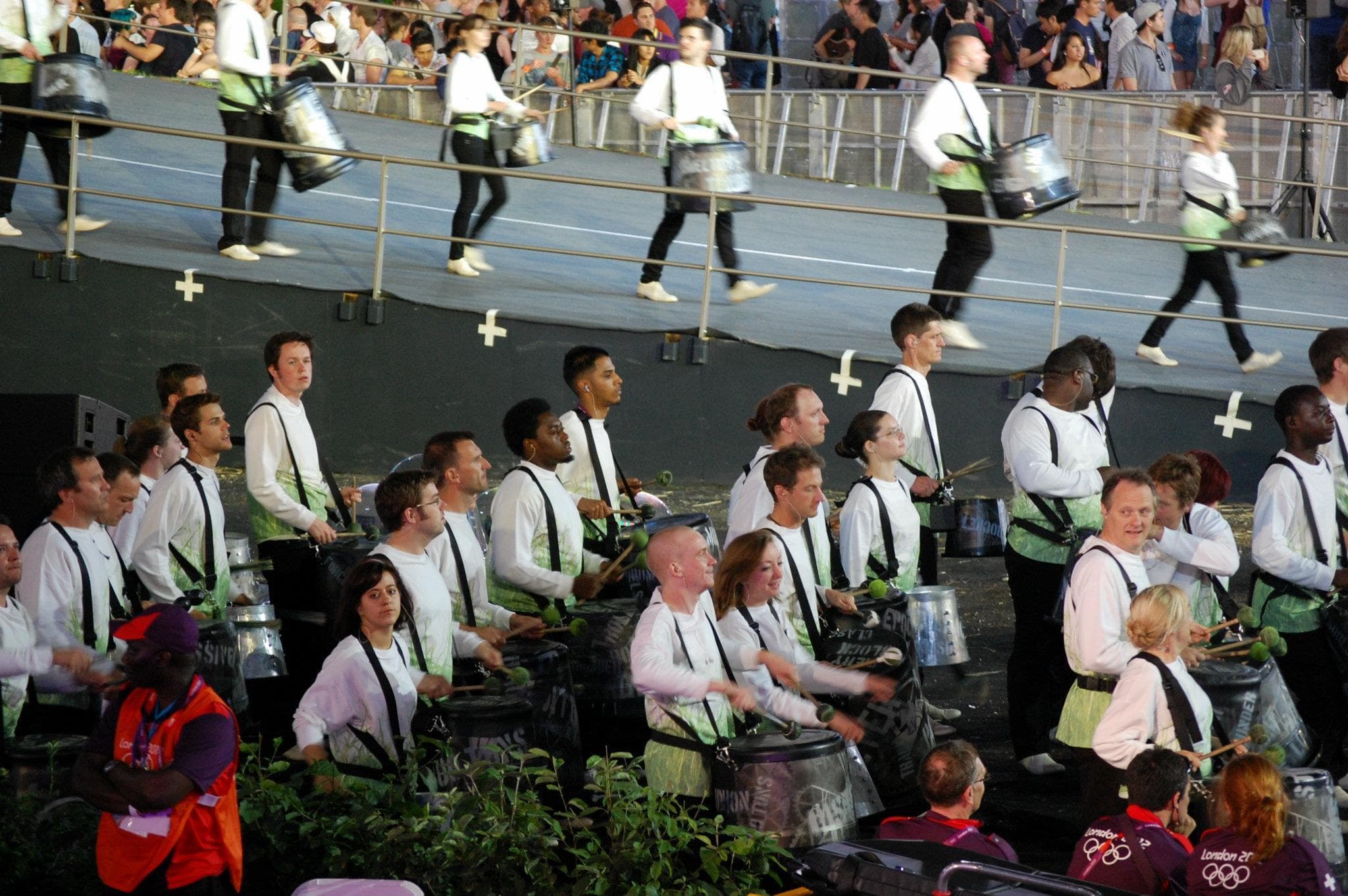 The "sheepdog" drummers in their pen