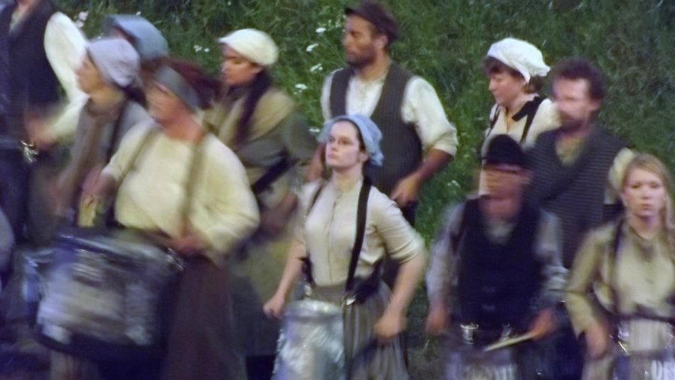 Drumming on the Tor during the 2nd Technical Rehearsal